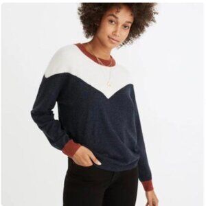 Madewell Tricolor Wool Blend Crew Neck Sweater